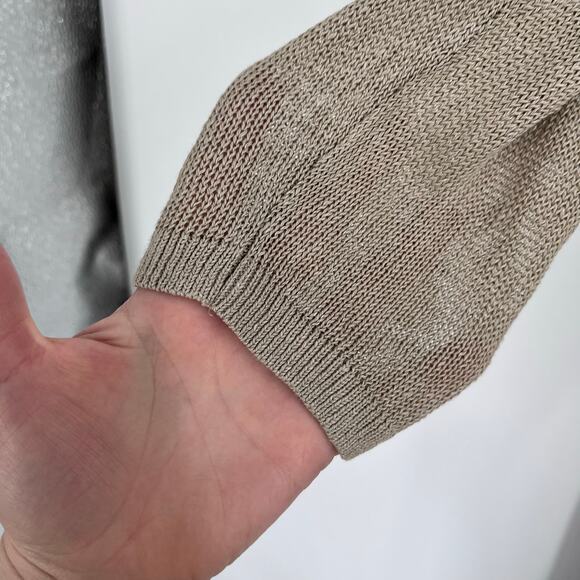 J.Jill Linen Blend Oatmeal Button Long Knit Cardigan Coastal Minimal XL Petite - Picture 7 of 9